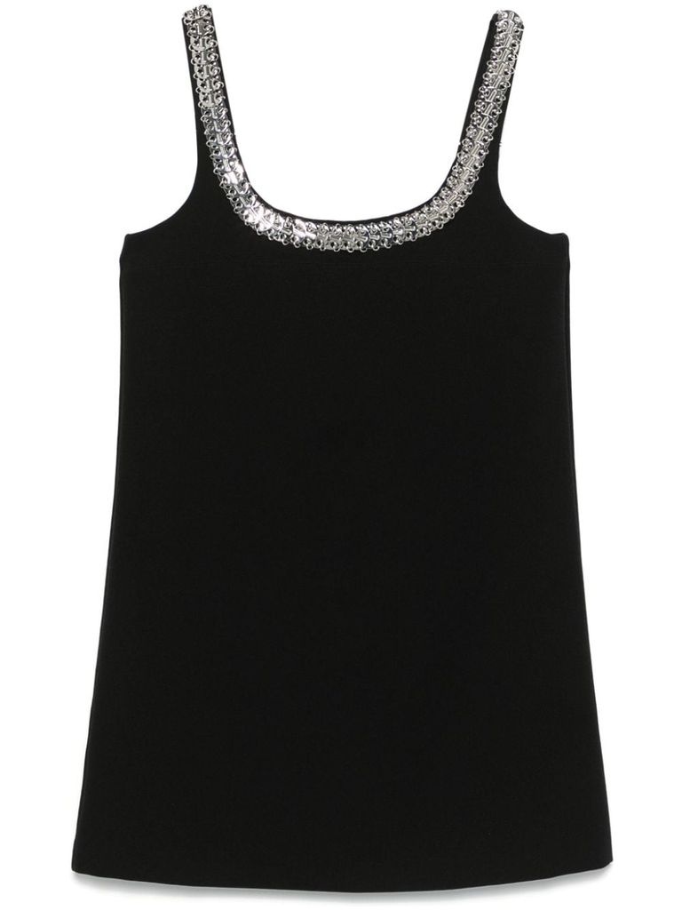 Shop Pinko Short Black Baudelaire Dress With Rhinestones