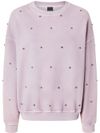 pinko - Lilac cotton Tagore sweatshirt with rhinestones