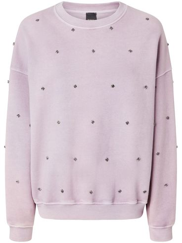 PINKO - Lilac cotton Tagore sweatshirt with rhinestones