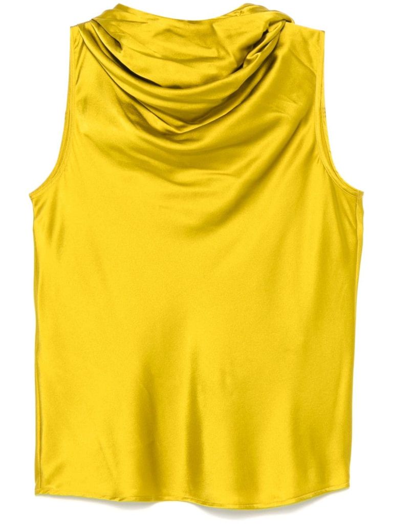 Pinko Yellow Silk Travelli Top In Yellow