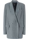 pinko - Gray double-breasted Deledda blazer with rhinestones