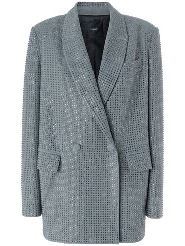 PINKO - Blazer Deledda grigio con strass doppiopetto