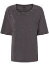 pinko - Gray cotton Storni t-shirt with rhinestones