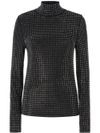 pinko - Black high-neck Koch sweater with rhinestones