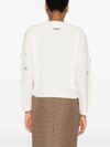 pinko - White wool and cashmere Scottish sweater with rhinestones - 2