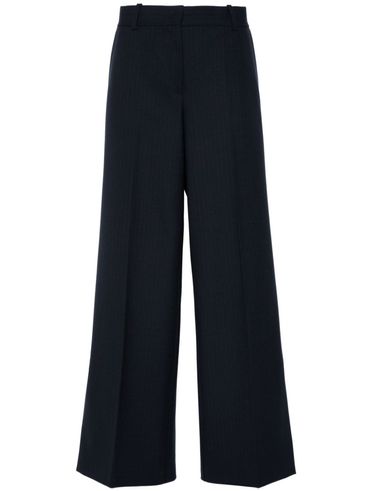 PINKO - Pantaloni Benedetti in misto lana blu svasati