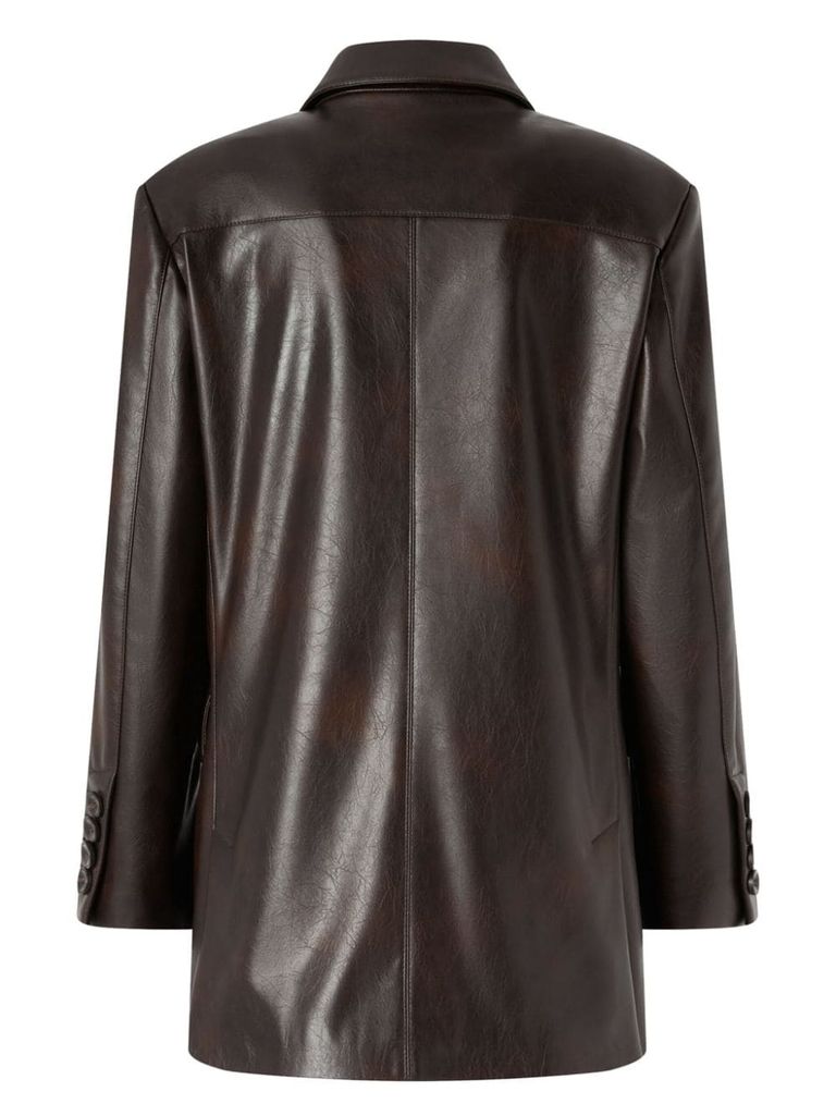 Shop Pinko Brown Faux Leather Noventa Blazer