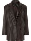 pinko - Brown faux leather Noventa blazer