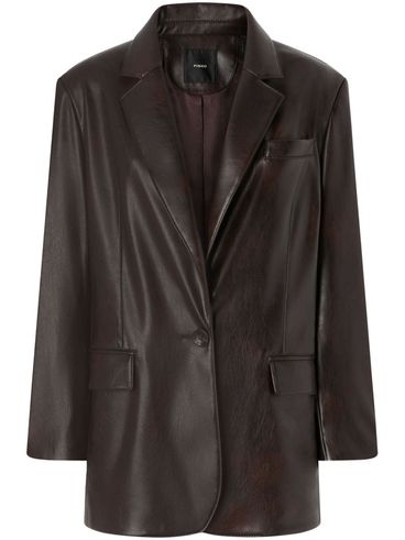 PINKO - Brown faux leather Noventa blazer