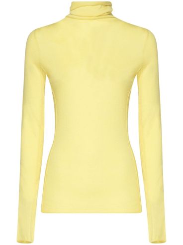 PINKO - Yellow high-neck Sacro sweater in wool and silk