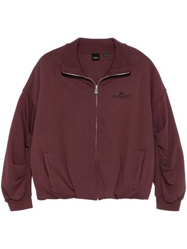 PINKO - Burgundy cotton Callino sweatshirt with zipper