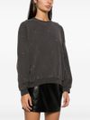 pinko - Gray cotton Tagore sweatshirt with rhinestones - 3