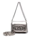 liu jo - Borsa a tracolla in ecopelle argento con placca logo - 2