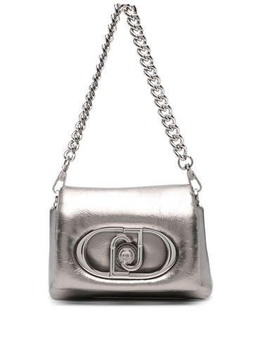 LIU JO - Borsa a tracolla in ecopelle argento con placca logo