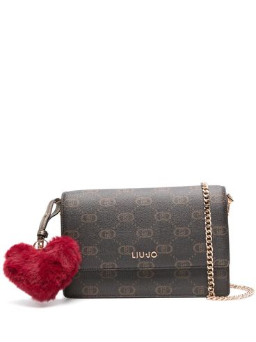 LIU JO - Borsa a tracolla in pelle marrone con cuore in peluche