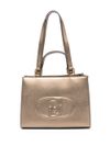 liu jo - Borsa a mano in ecopelle oro con logo inciso