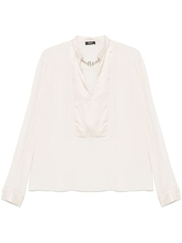 LIU JO - Blusa in viscosa bianca dettaglio logo