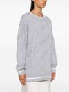 liu jo - Gray sweater with logo and stripes - 1