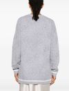 liu jo - Gray sweater with logo and stripes - 2