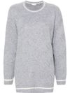 liu jo - Gray sweater with logo and stripes