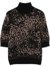 liu jo - Beige and black printed turtleneck sweater