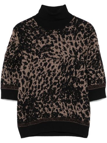 LIU JO - Beige and black printed turtleneck sweater