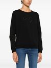 liu jo - Black cotton sweatshirt with embroidered logo - 1