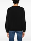 liu jo - Black cotton sweatshirt with embroidered logo - 2