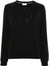 liu jo - Black cotton sweatshirt with embroidered logo