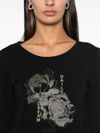 liu jo - T-shirt in cotone nero con stampa - 3