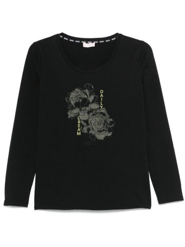 LIU JO - T-shirt in cotone nero con stampa