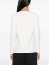 liu jo - T-shirt in cotone bianco con strass e logo - 3