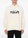 msgm - Felpa in cotone bianco con cappuccio e stampa logo - 4