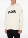 msgm - Felpa in cotone bianco con cappuccio e stampa logo - 6