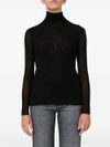 d exterior - Black semi-sheer turtleneck top - 6