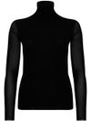 d exterior - Black semi-sheer turtleneck top - 7