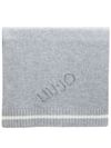 liu jo - Gray scarf with logo and white stripe