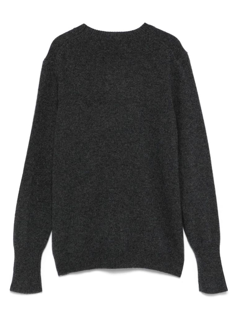 Shop Liu •jo Gray Wool Crewneck Sweater In Grey