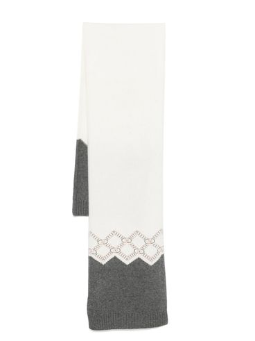 LIU JO - Gray and white scarf with rhinestones