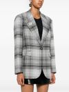 liu jo - Blazer in misto cotone grigio a quadri con spilla - 1