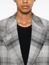 liu jo - Blazer in misto cotone grigio a quadri con spilla - 3