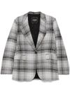 liu jo - Blazer in misto cotone grigio a quadri con spilla