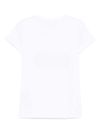 liu jo - T-shirt in cotone bianco con logo con strass - 1