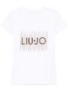 liu jo - T-shirt in cotone bianco con logo con strass