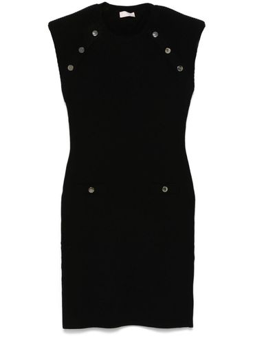 LIU JO - Short black dress with buttons and pockets