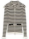 liu jo - Black and white striped cardigan with zip and pockets