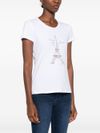 liu jo - T-shirt in cotone bianco con strass e stampa - 1