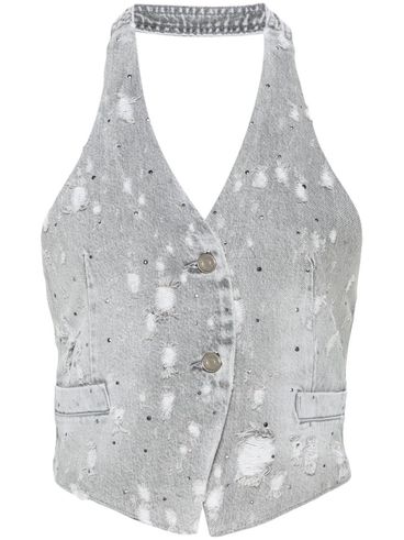 LIU JO - Grey vest with rhinestones