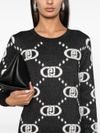 liu jo - Black crewneck sweater with grey logo - 3