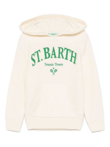 MC2 SAINT BARTH - Felpa Wood in lana bianca con logo verde